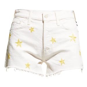 MOTHER
The Tomcat Star Embroidered Frayed Jean Shorts